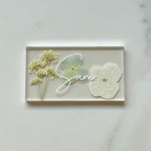 Load image into Gallery viewer, Blue Floral Silver Place Card