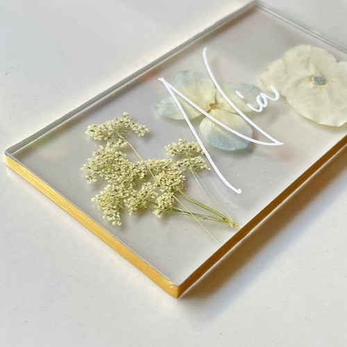 Custom Blue Floral Place Card