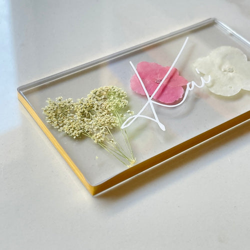 pink gold floral place cards