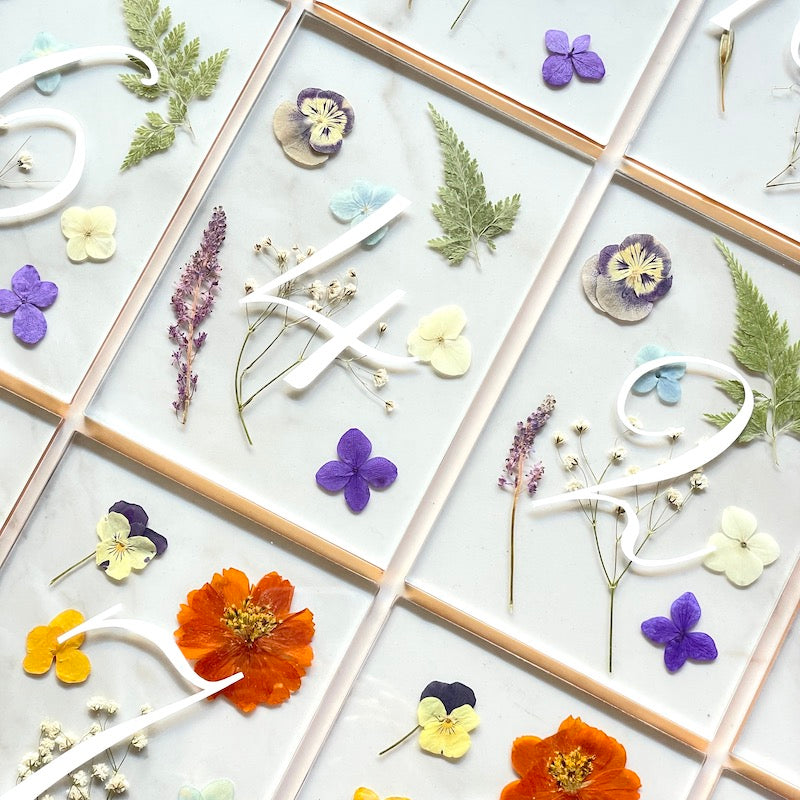 acrylic pressed flower wedding table numbers
